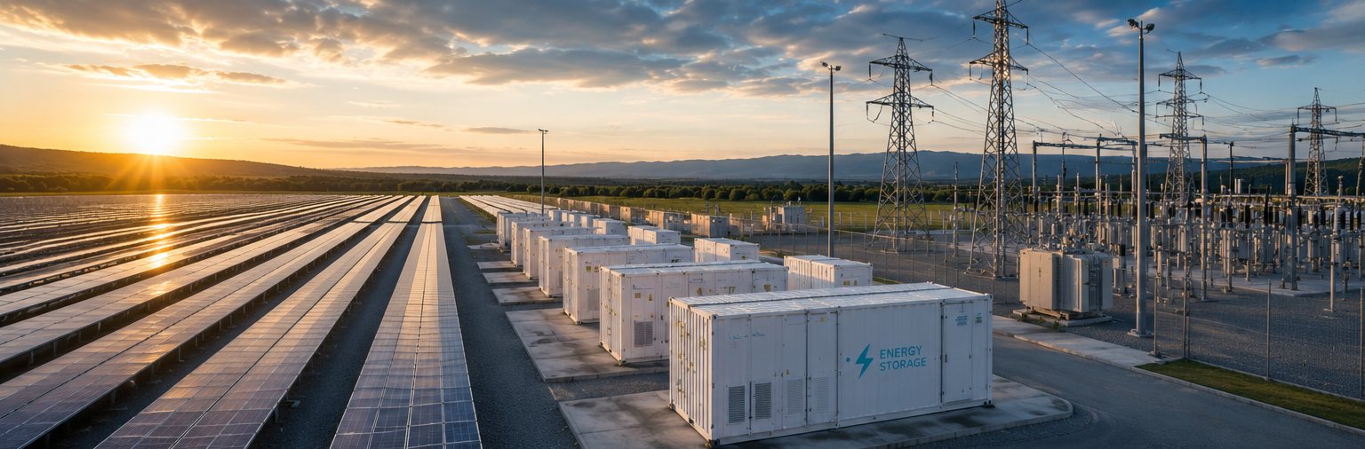 Utility-scale solar PV, battery storage and grid infrastructure